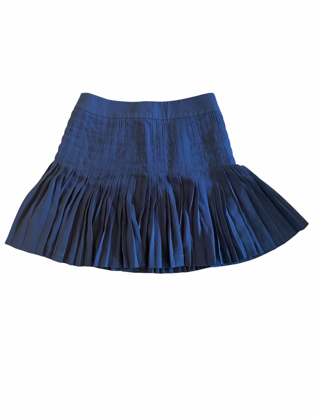 J. Crew Navy Pleated Mini Skirt with Flared Hem